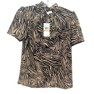 Michael Kors Khaki and Black Zebra Top Size Small